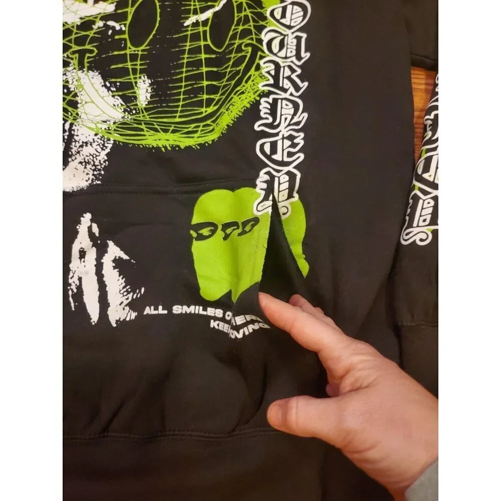 Fashion‎ Nova Hoodie Women's Size Large Black Green All Smiles Over Here NWOT
